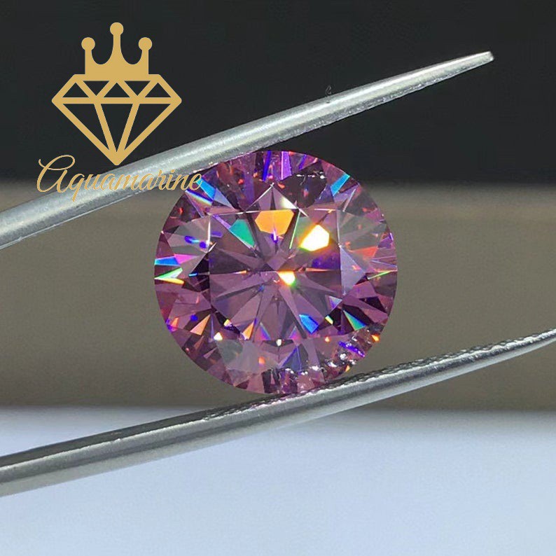 Kim cương nhân tạo Moissanite Round Pink