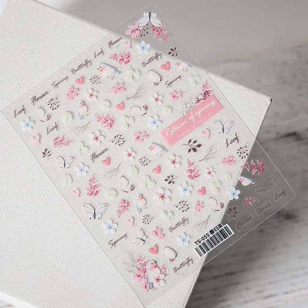 OCEANMAP Miếng Dán Trang Trí Móng Tay Hình Hoa Cúc / Chim Thời Trang