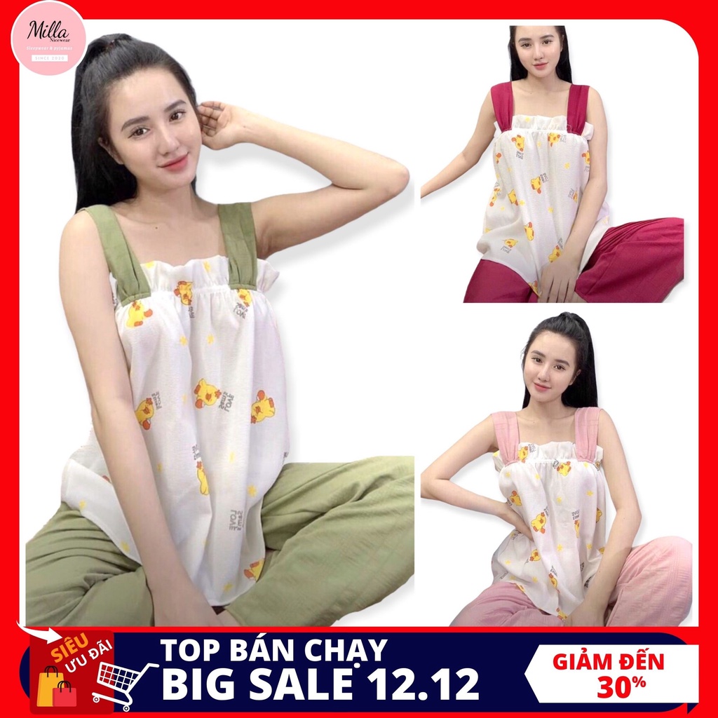 [Siêu Hot] Đồ bộ nữ áo hai dây quần dài đũi xốp vịt con dễ thương mềm mịn/đồ mặc nhà/đồ ngủ/quần áo 