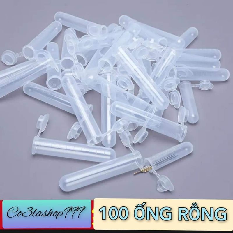 sỉ 100 ống rỗng trong suốt có chia vạch dùng để đựng kim hoặc dung dịch,nắp liền thân tiện lợi, nhựa PP