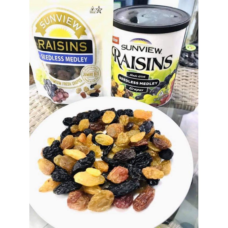 Nho khô Sunview Raisin mix 3 vị hàng loại 1 - Lùn Con Food