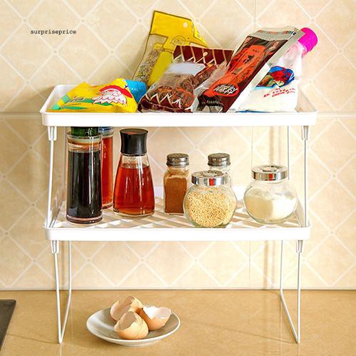 Kệ để đồ 2 tầng bằng nhựa màu trắng xinh xắn tiện dụng