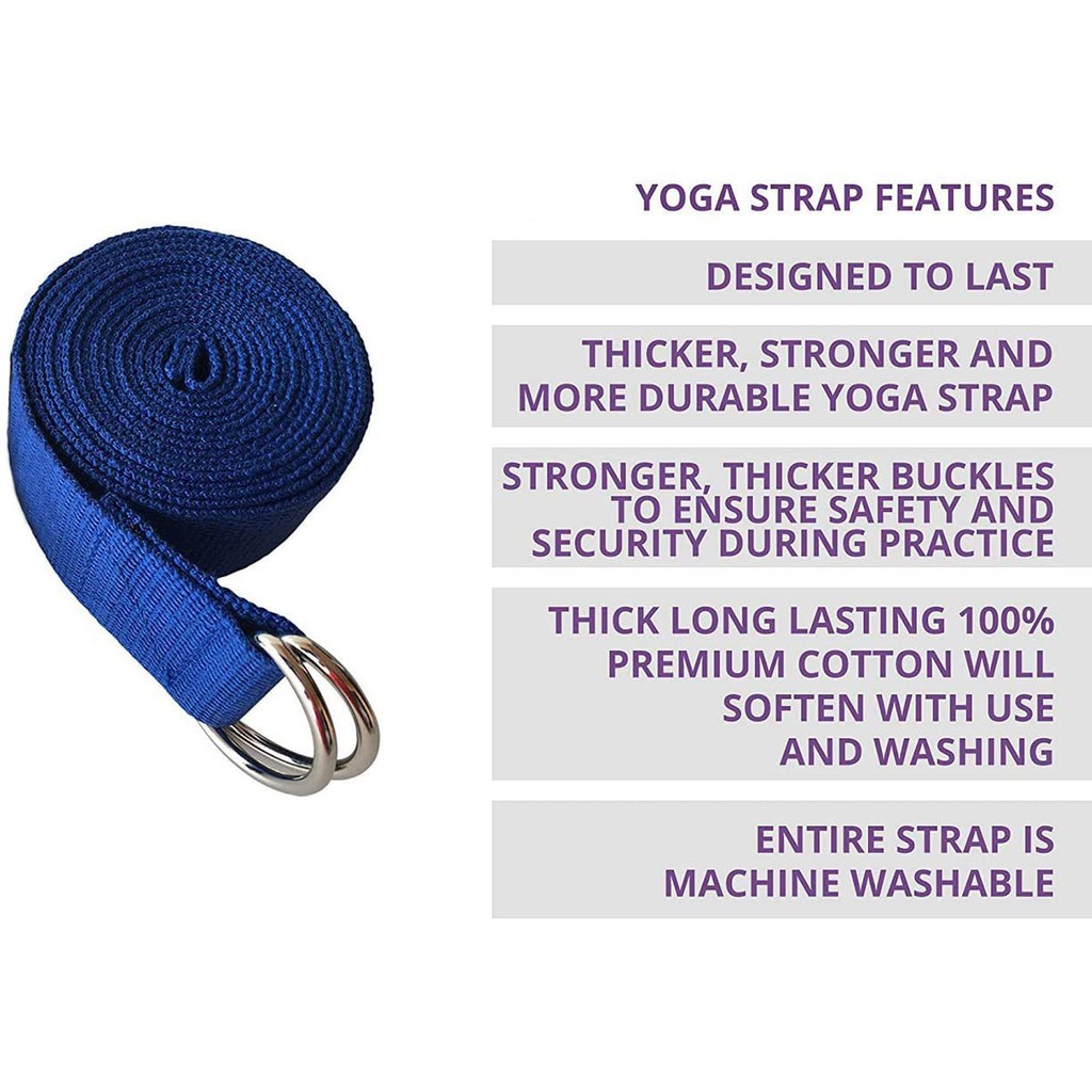 Dây Tập Yoga Cotton QUEEN YOGA Loại Tốt Giá Rẻ 1m8 x3,8cm - Mềm Mại Thoải Mái Không Bị Cấn Tay (Yoga Strap)