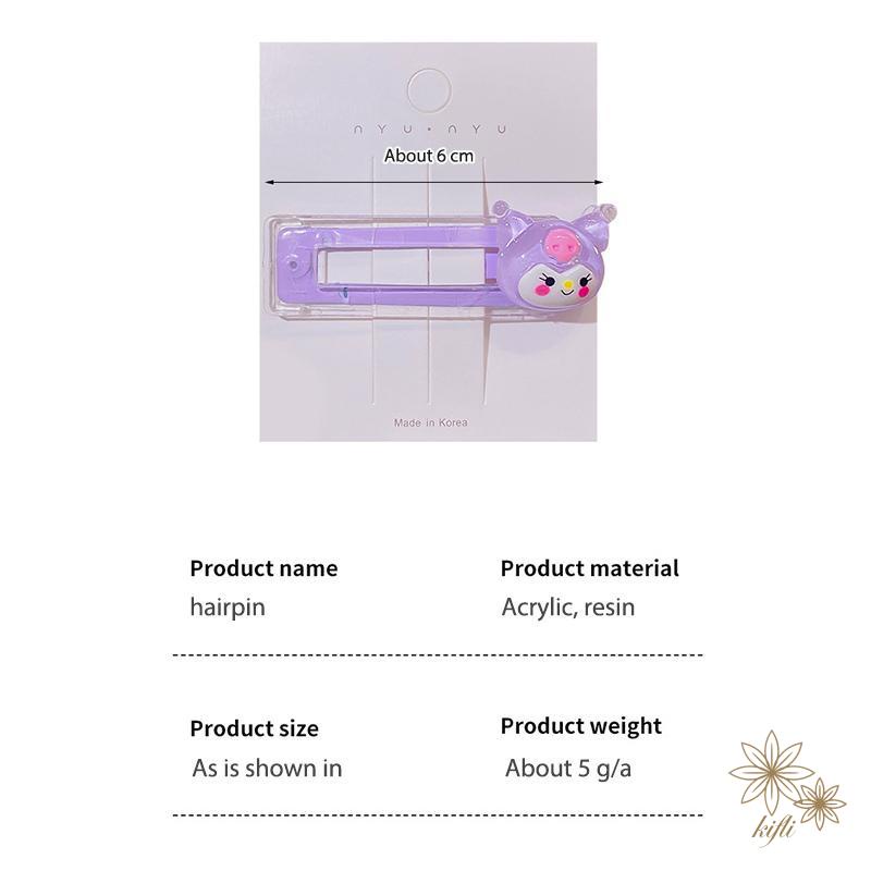 【kifli】Kẹp Tóc Mái Bên Họa Tiết Hoạt Hình Sanrio Ngọt Ngào Dễ Thương Phong Cách Hàn Quốc Cho Bé Gái