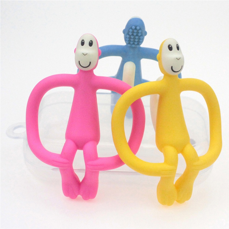 Đồ Chơi Gặm Nướu Bằng Silicone Không BPA Hình Chú Khỉ Dành Cho Em Bé