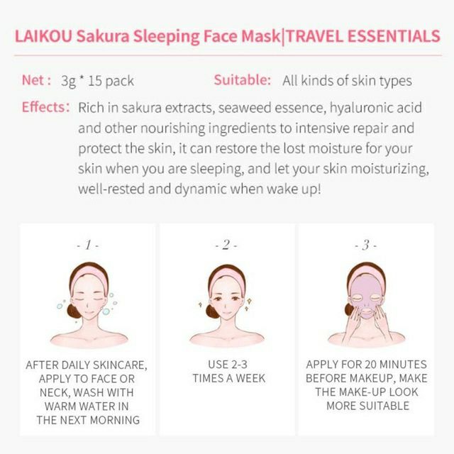 Mặt nạ ngủ Hoa anh đào Sakura Sleeping Face Mask dưỡng da mụn cấp ẩm thải độc