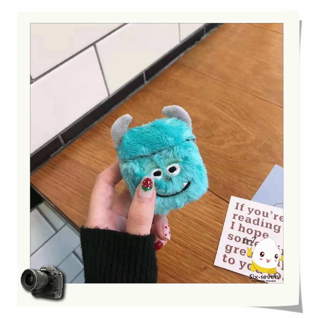 airpods case plush University monsters Mike Sulley cartoon apple Airpods 1/2 wireless bluetooth headset protective cover