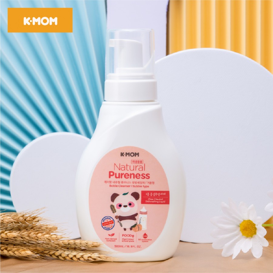 Nước Rửa Bình Sữa Và Rau Quả Hữu Cơ K-MOM Chiết Xuất Trà Xanh An Toàn Cho Bé 500ml/Chai