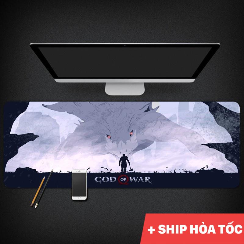 Tấm Lót Chuột Cỡ Lớn Họa Tiết God of War 4, bo viền chắc chắn, chống trơn trượt