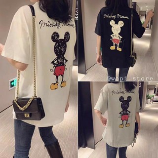 Áo Thun Tay Lỡ MICKEY MOUSE V3 Form Rộng Ulzzang Unisex (Trắng/Đen)