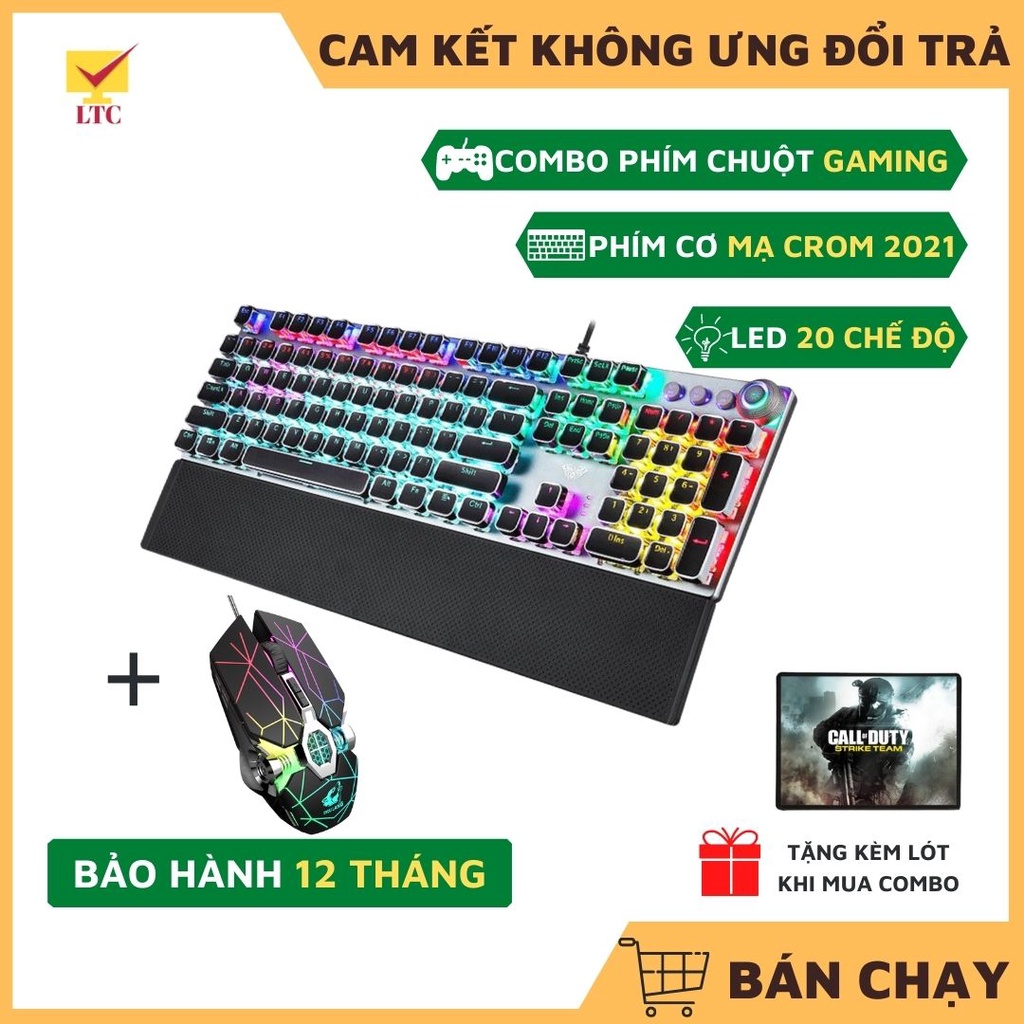 Bộ Bàn Phím Cơ Máy Tính Gaming Crack FZ508 Full LED RGB Có Bàn Kê Tay, Chuột V8 Tia Sét Dành Cho Game Thủ Trên Laptop,Pc