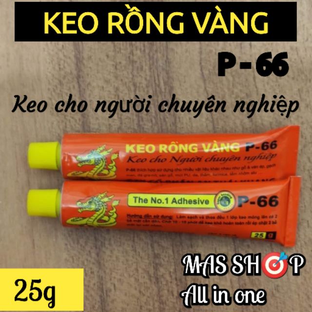 Keo dán đa năng Rồng Vàng P-66 tuýp 25g dùng dán giày dép, gỗ, nhựa, xốp, cao su,..