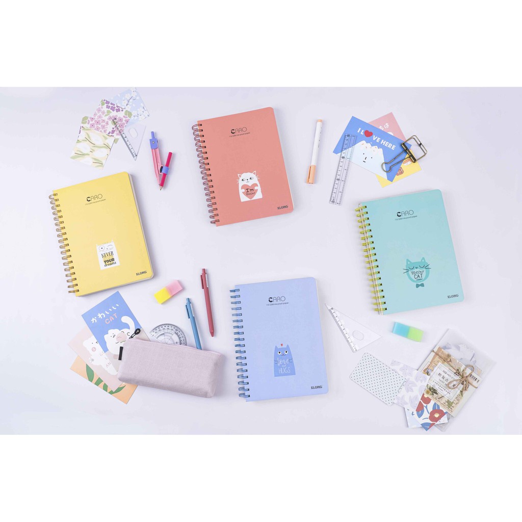 Sổ lò xo kẻ Caro 200 trang khổ B5 Klong 297 / 299 - Sổ caro màu pastel kích thước (170 x 240) mm