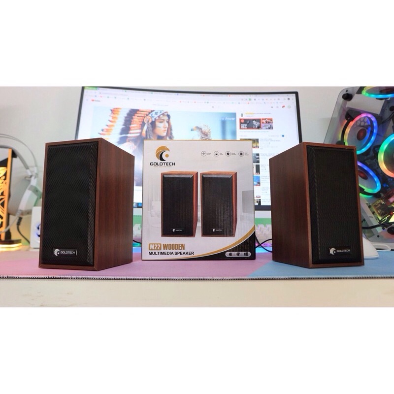 Loa vi tính chuẩn 2.0 LeerFei D-091 vỏ gỗ, cho PC, Laptop, Điện thoại âm thanh chắc, đỉnh, giá rẻ.