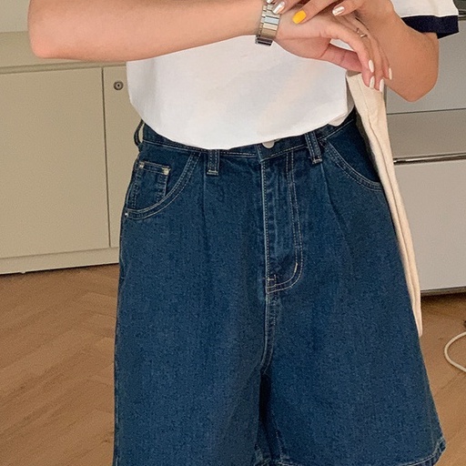 Quần short jean lưng chun ống rộng co dãn cao cấp ADO JEANS