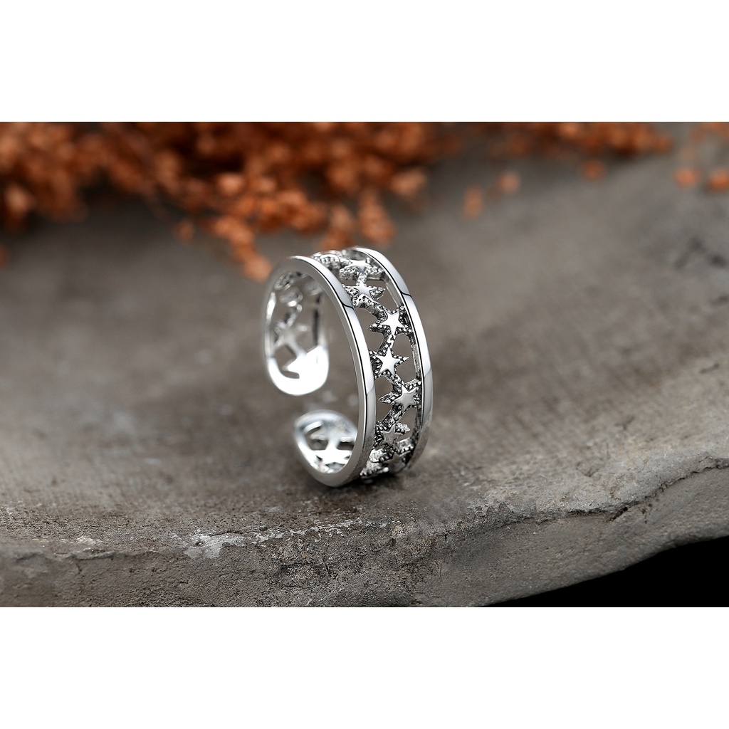 Nhẫn Đôi Màu Đen Bạc Thái Cổ Điển Tùy Chỉnh Thời Trang Thái Lan Dành Cho Nữ Cincin-S1