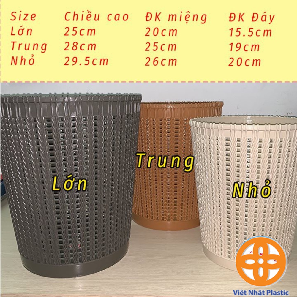 Sọt rác nhựa giả mây nhựa dẻo Việt Nhật sọt rác mini để văn phòng nhà bếp