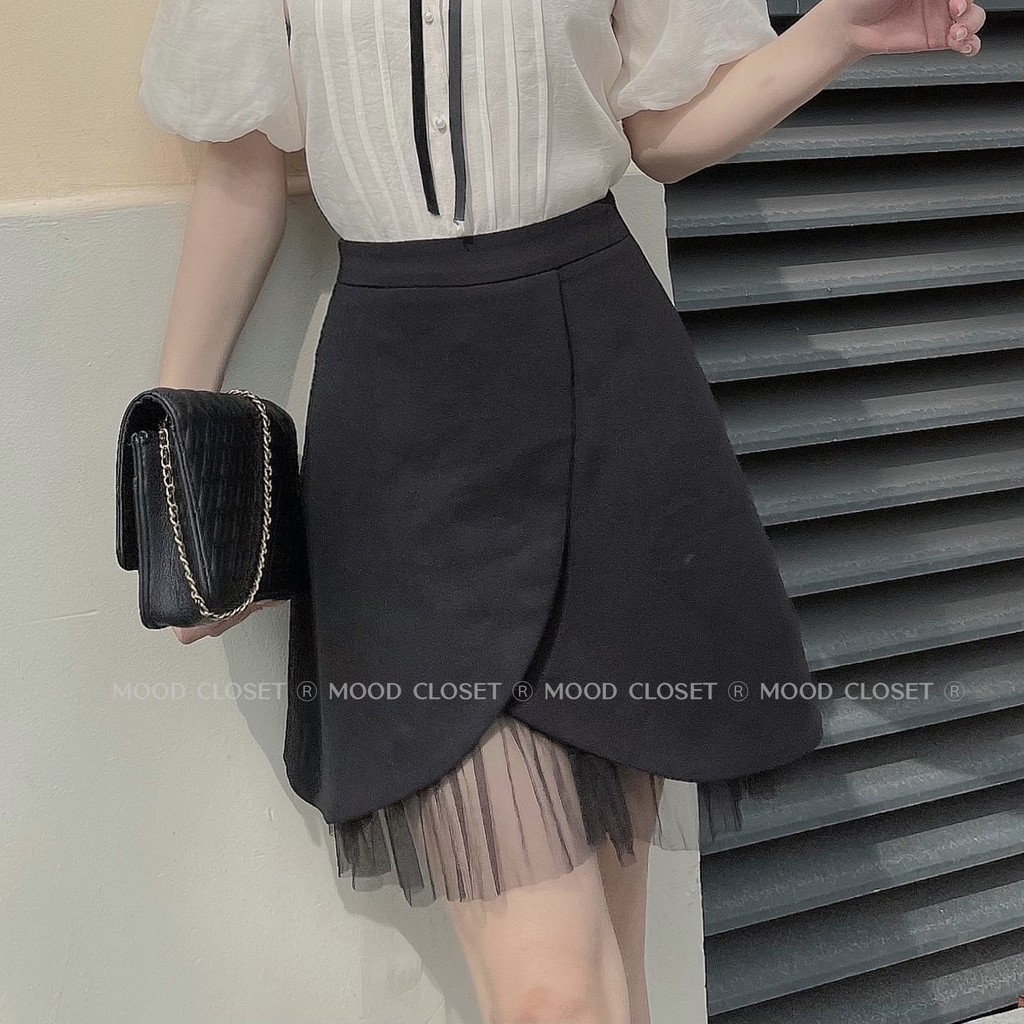 Chân váy chữ V ngược dáng A MOOD CV001 - Chân váy diềm voan chất kaki chun cao cấp | BigBuy360 - bigbuy360.vn
