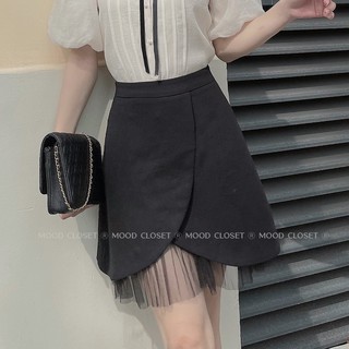 Chân váy chữ V ngược dáng A MOOD CV001 - Chân váy diềm voan chất kaki chun cao cấp