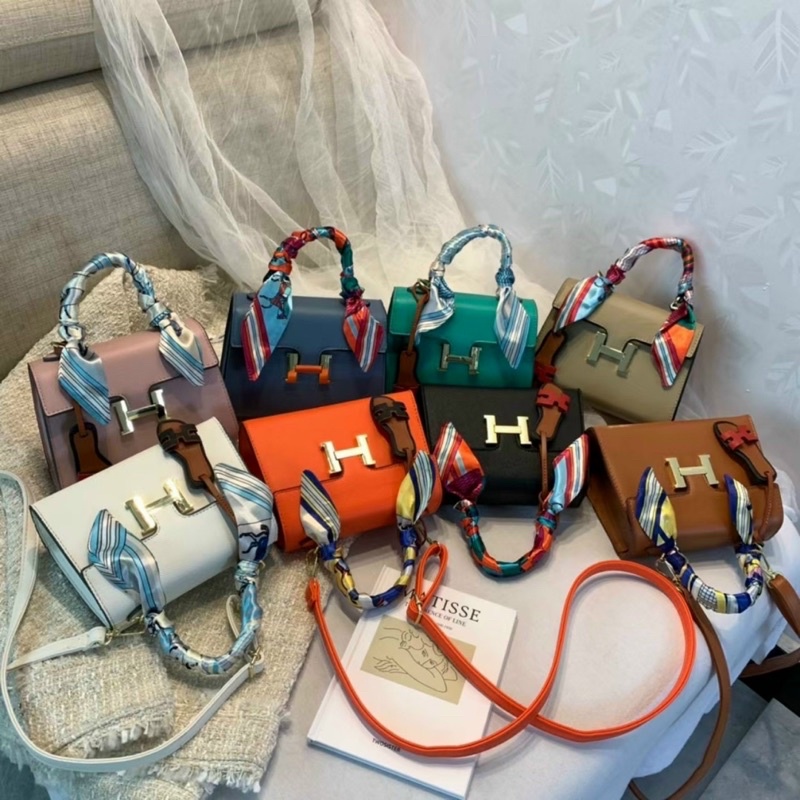 Túi đeo chéo, cầm tay nữ hình chữ H hàng QC loại 1 (tặng kèm khăn + dép treo túi)