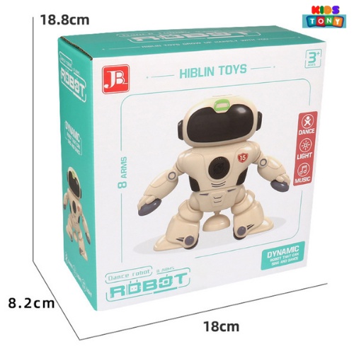 Robot xoay 360 độ có nhạc và đèn vui nhộn,robot nhảy múa khiêu vũ âm nhạc chạy pin duy chuyển thông minh Tony kids RB02