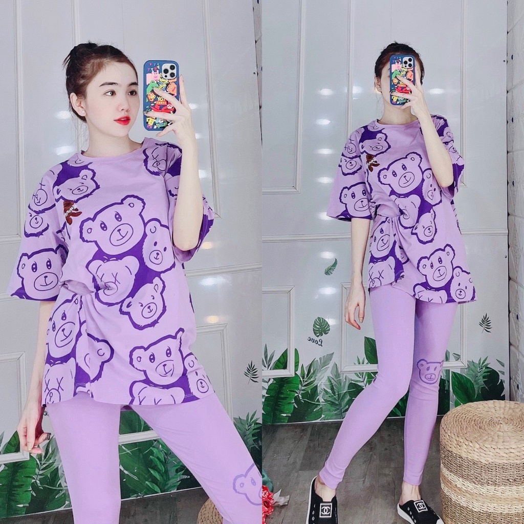 Đồ bộ nữ đồ bộ mặc nhà bigsize dễ thương set bộ nữ TRUMSI QD08 DÀI GẤU TOÀN THÂN