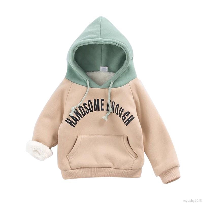 Áo hoodie tay dài họa tiết chữ vải dày sành điệu trẻ trung dành cho bé gái/bé trai