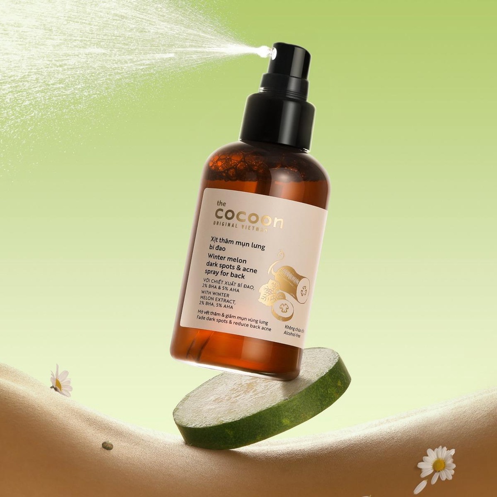 Xịt Thâm Mụn Lưng Cocoon Chiết Xuất Bí Đao 140ml Winter Melon Dark Spots &amp; Acne Spray For Back