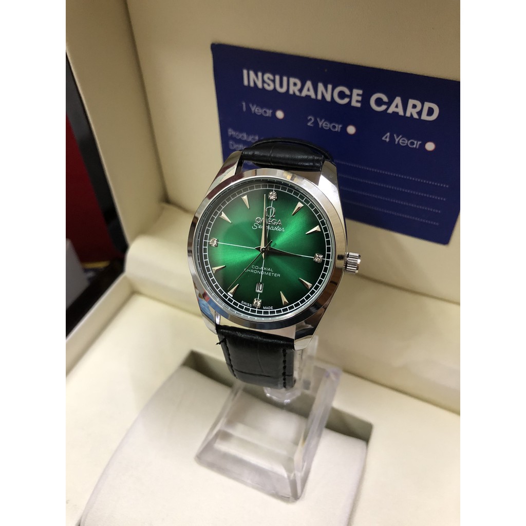 Đồng hồ nam 0mega- Lục Bảo 38mm, Dây da