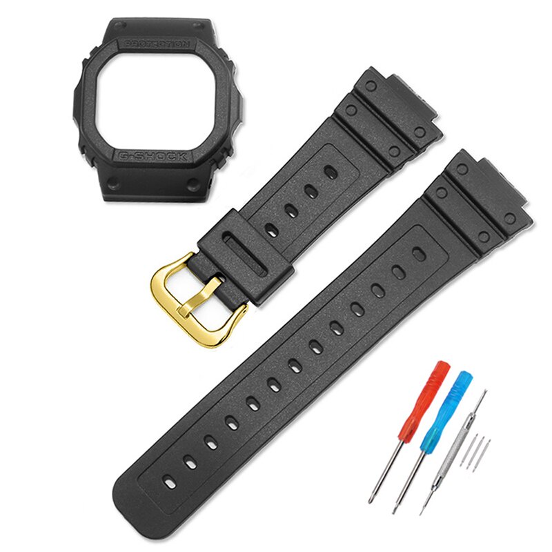 Dây đeo silicone cao su chống thấm nước có gờ kèm logo cho đồng hồ Casio G-SHOCK DW5600 DW-5600/5000 DW-5030/5025