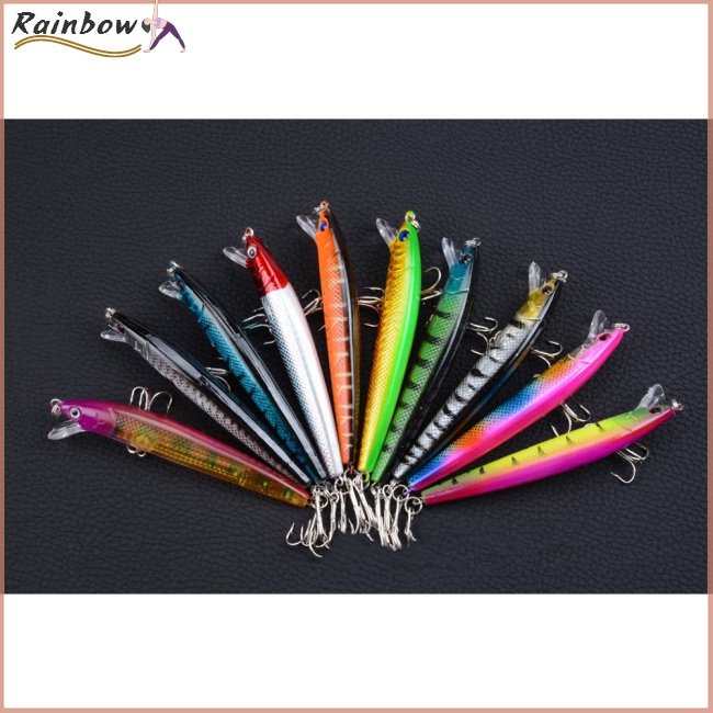 Mồi Câu Cá Giả Bằng Nhựa Cứng 10 Màu Sắc 9.5cm / 8.5g