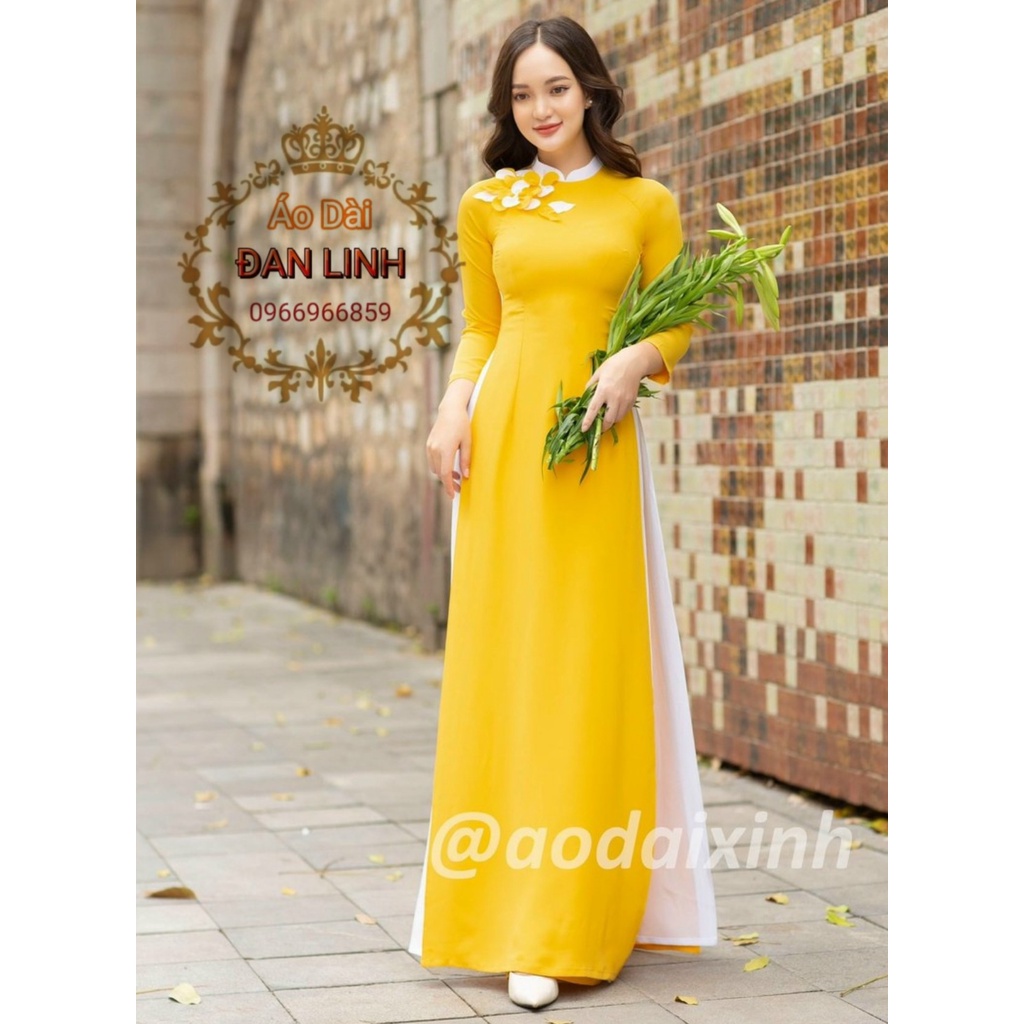 Mẫu áo dài 4 tà đính hoa, may cách điệu - Áo Dài Đan Linh