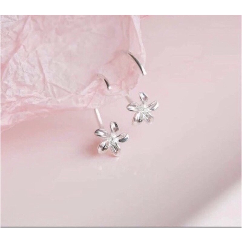 Bông tai nữ bạc ta bông hoa nhỏ xinh cá tính - Kho sỉ bạc Nhất Linh