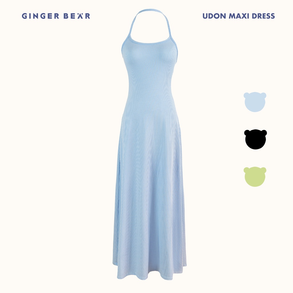 Đầm Ôm Chất Thun Gân Cổ Yếm Udon Maxi Dress - Gingerbear (FREESIZE)