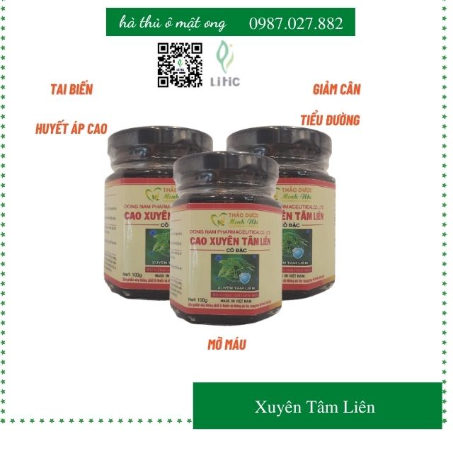 Cao Xuyên Tâm Liên Nguyên Chất 100g Hỗ trợ tăng đề kháng hệ hô hấp giảm tình trạng nóng trong và rôm sảy LỜ