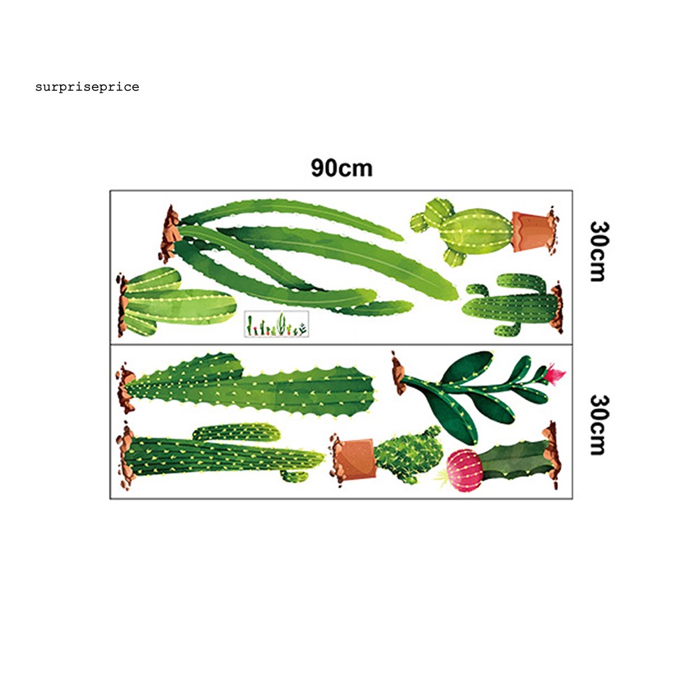 Bộ 2 Miếng Dán Tường Trang Trí Hình Cây Xương Rồng DIY