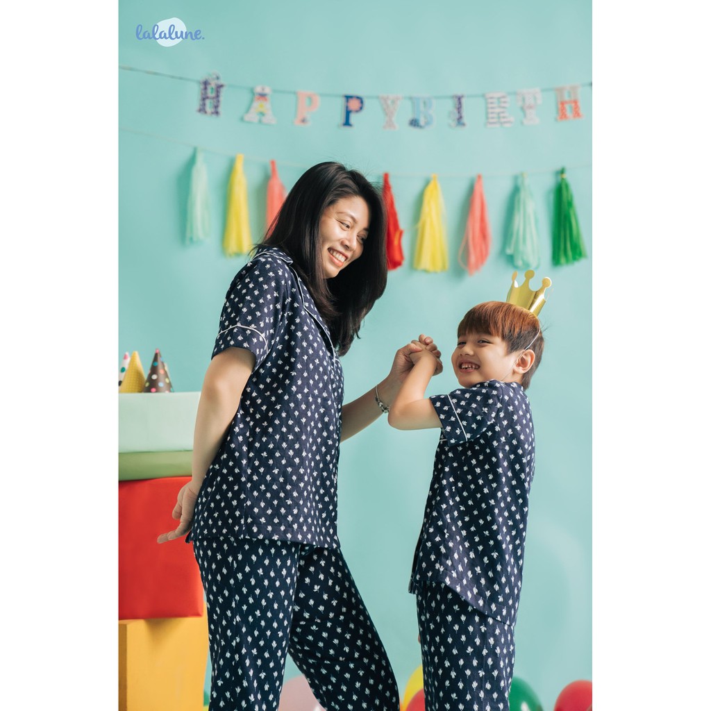 Set pyjama xanh navy lalalune cho bé 2-7 tuổi