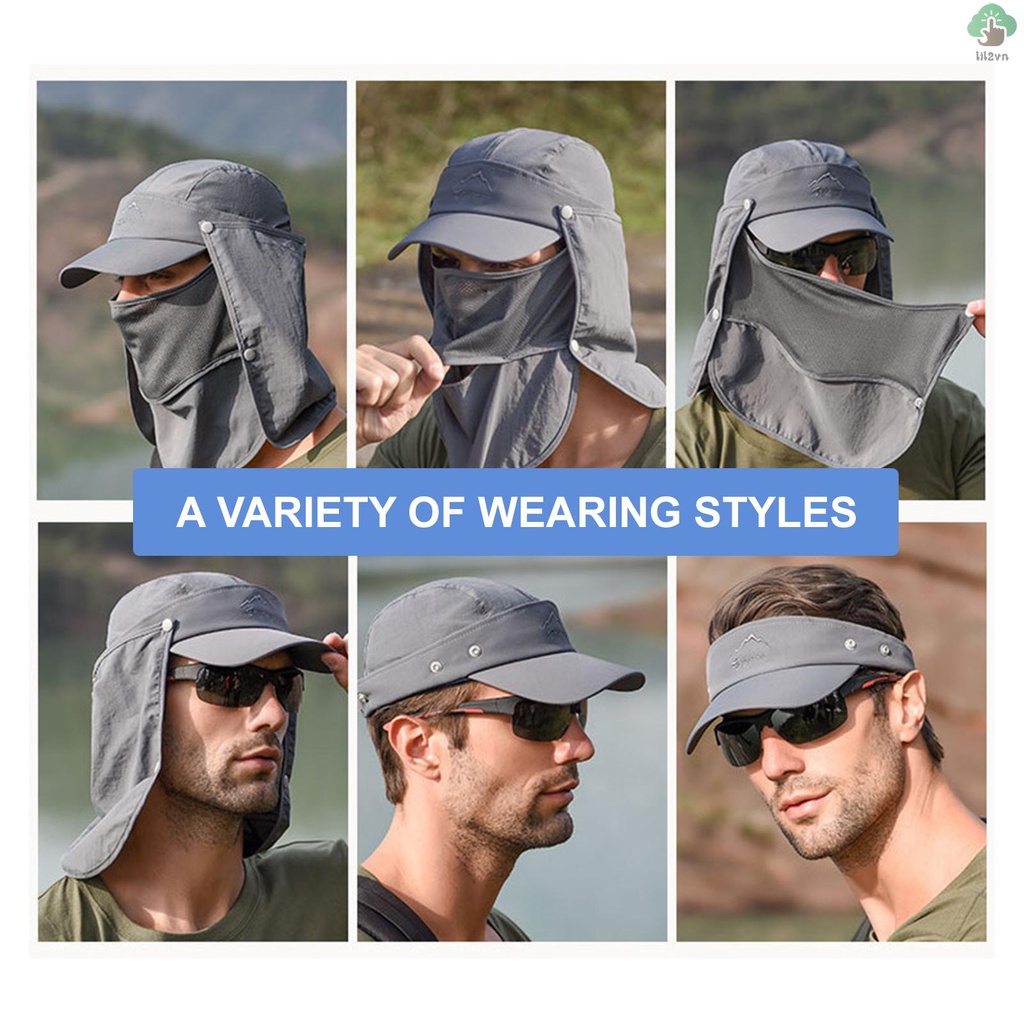 Mũ Chống Nắng Kèm Khăn Che Mặt Chất Liệu Khô Thoáng Nhanh Thời Trang Mùa Hè Cho Nam Và Nữ