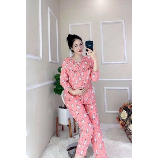 Bộ bầu kết hợp sau sinh cổ viền bèo siêu yêu cho các mom