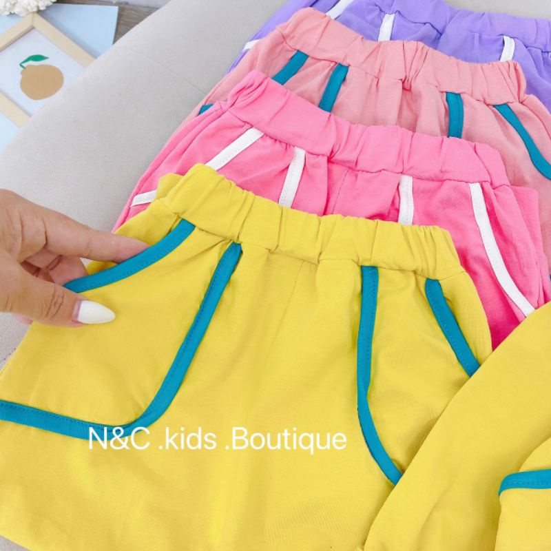 Đồ bộ thu đông cho bé chạy viền phối cá tính Set cotton dài tay hình cô gái cho bé 1 2 3 4 5 6 tuổi