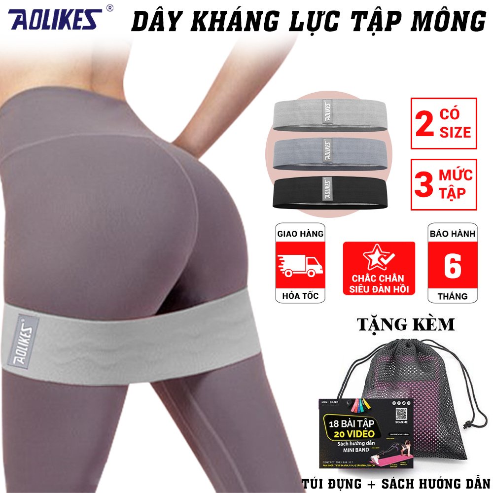 Dây kháng lực vải miniband tập mông Aolikes 3604