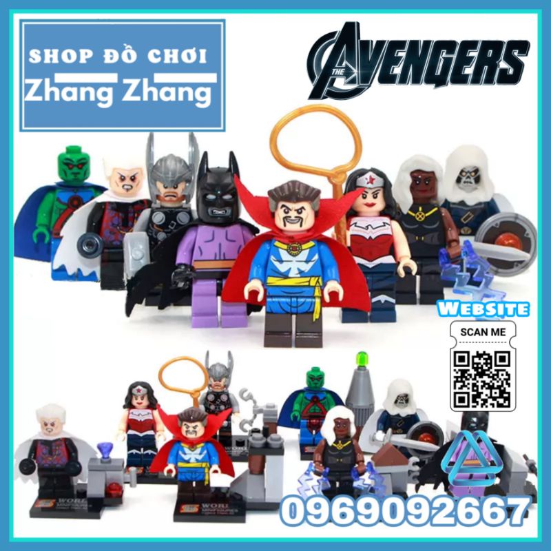 Đồ chơi Xếp hình Batzarro gồm Strage Storm Thor - Wonder Woman Taskmaster Martian Manhunter Collector Minifigures SY266