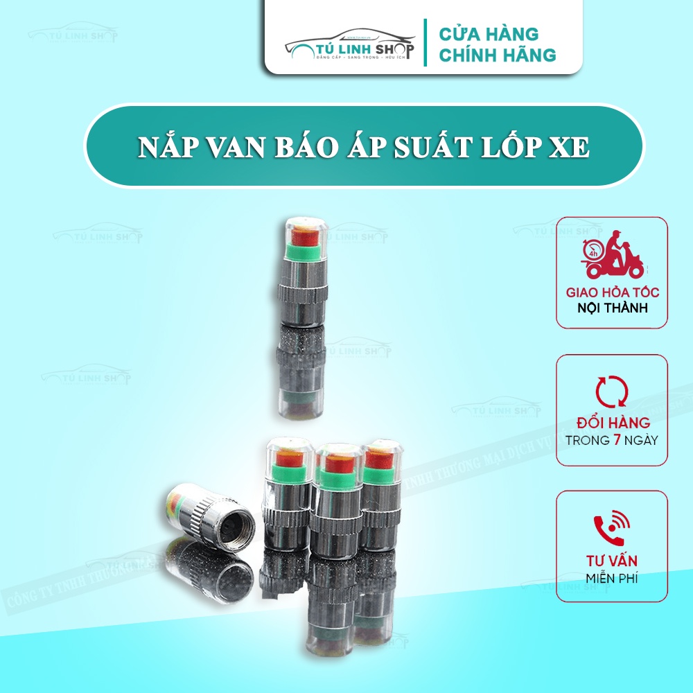 Bộ 4 nắp van ô tô có cảnh báo áp suất lốp