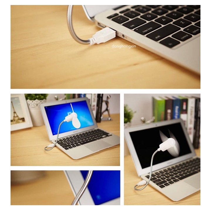 Quạt Làm Mát Mini USB Thiết Kế Cổ Ngỗng Linh Hoạt Tiếng Ồn Thấp Cho Máy Tính Laptop Điện Tử