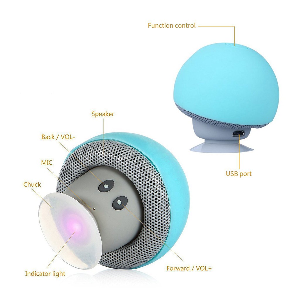 Loa Bluetooth mini hình nấm có đế hút chân không Speaker Mini hỗ trợ điện thoại di động Chammart