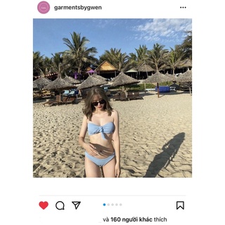 [NHIỀU MÀU] Bikini thun gân quây nơ