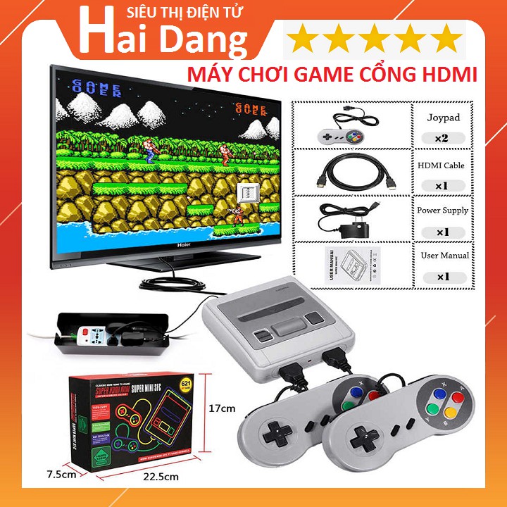 Máy Chơi Game 4 Nút, Máy Chơi Game 621 trò Chơi Retro Mini Tặng Thẻ Nhớ - Cắm Cổng HDMI 2 Người Chơi