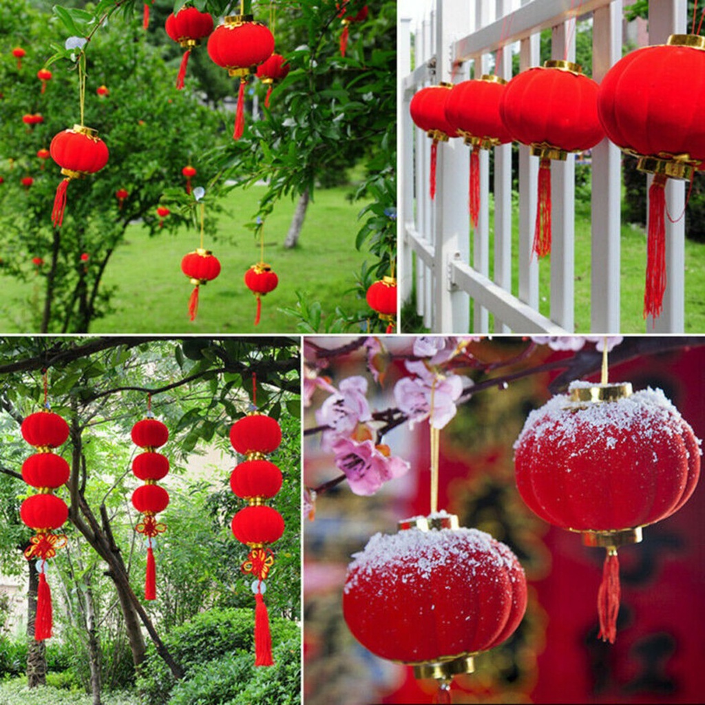 Lồng Đèn Giấy Nhỏ Màu Đỏ Phong Cách Trung Hoa Trang Trí Lễ Hội Mùa Xuân