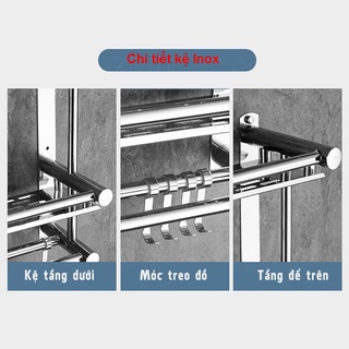 Giá Treo Đồ Nhà Tắm INOX 304, Kệ nhà tắm treo khăn lắp đặt dán tường hoặc khoan vít