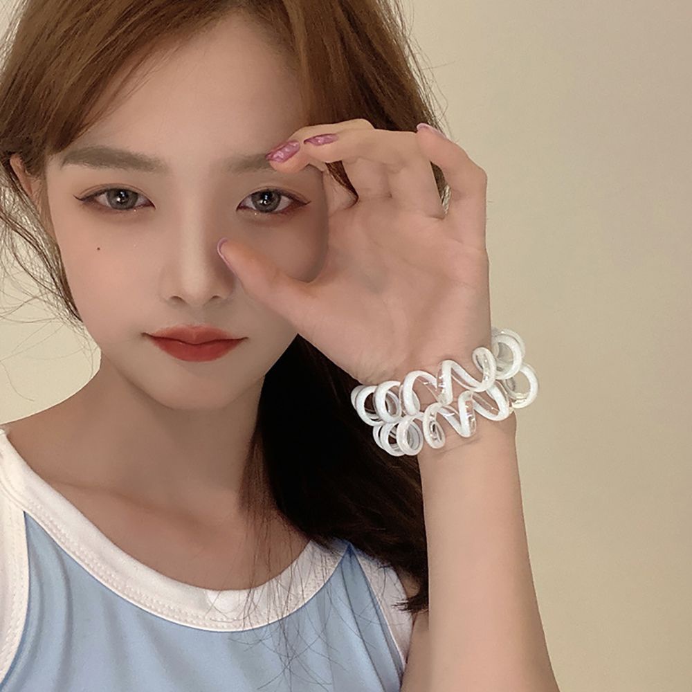 Dây Cột Tóc Lò Xo Co Giãn Nhiều Màu Dễ Thương Phong Cách Hàn Quốc Cho Nữ